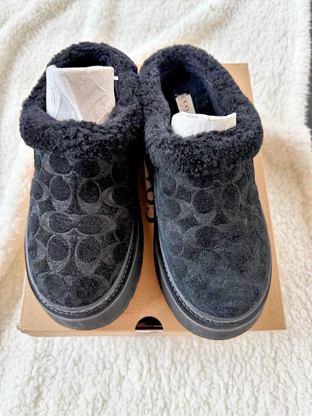 Coach Cecelia SG Sherling Black Platform Sneakers Size US 7 NWT